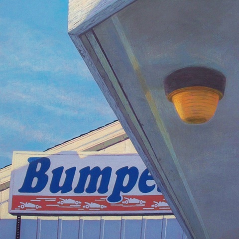 Bumper, Interrupted painting of bumper cars painting of urban landscape by Art Ballelli