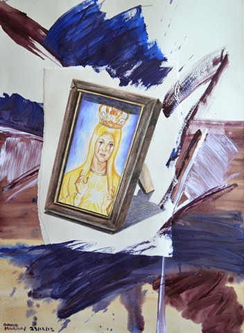 Our Lady of Sorrows, 2013, painting, collage, drawing, david murphy