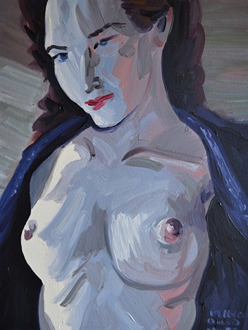 Nude Baring Breasts, oil painting, david murphy, irish ireland, painting