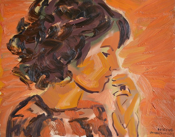 Woman in Profile, david murphy, oil and spray paint