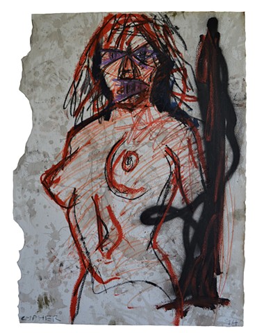 Demon Nude, drawing, female, woman, david murphy, cypher, the panic artist, dublin, ireland