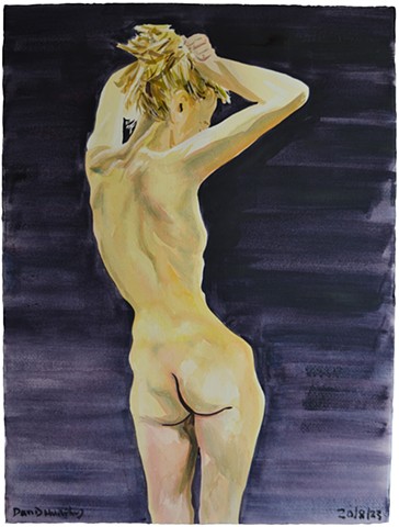 watercolour, erotic, female nude, contemporary, contemporary art,
