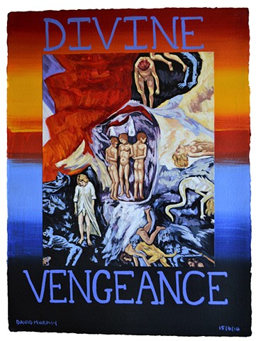 Divine Vengeance, collage, acrylic, Giotto, neo-expressionist, david murphy