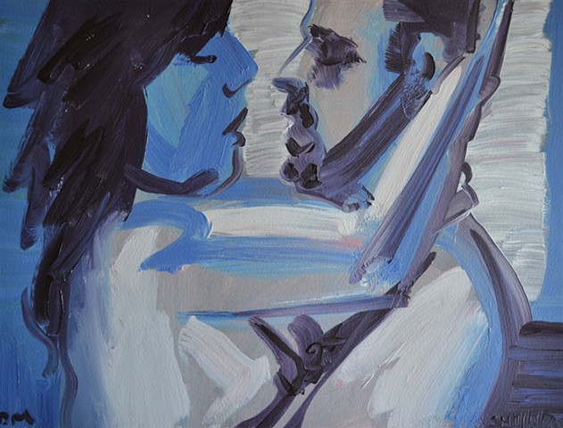Blue Lovers, oil painting, david murphy, irish ireland, painting