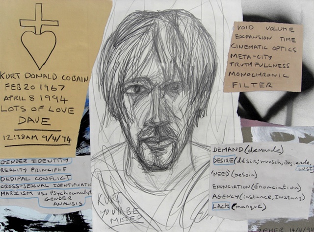 Kurt Cobain RIP, drawing, collage, david murphy, cypher, art brut, outsider
