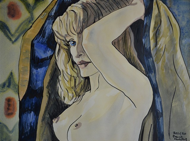 Woman Undressing, erotic, drawing, artwork, painting, david murphy, irish, ireland, dublin