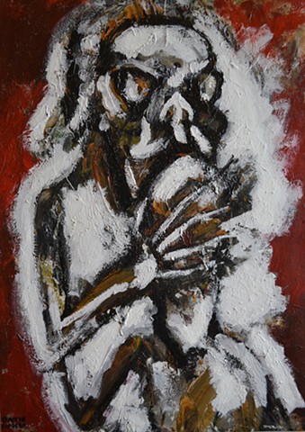 mother and child, monster, acrylic, sand, raw, outsider, expressionist, neo-expressionism, confessional art, shock art, shocking art, contemporary art, contemporary painting, visual art, kunst