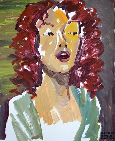 Haughty Redhead, acrylic, painting on paper, david murphy, dublin, irish painter, irish artist