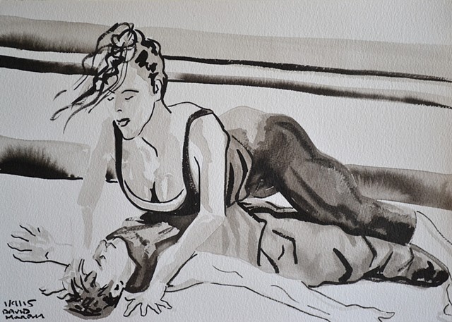 Woman on Top, David Murphy, brush and indian ink,