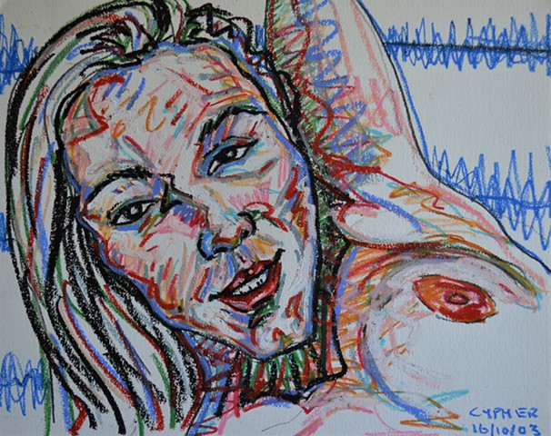 nude girl, oil pastel, porn, existential, outcast, outsider, confessional art, shock art, shocking art