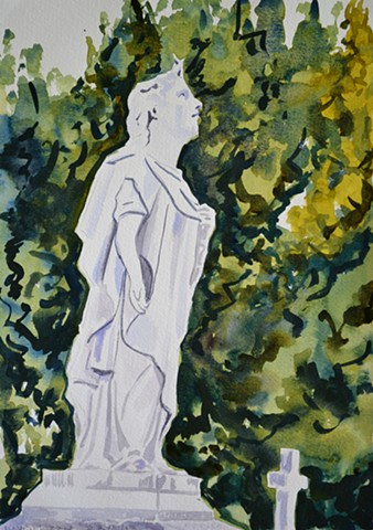 Monument in Glasnevin, watercolour, realist, david murphy