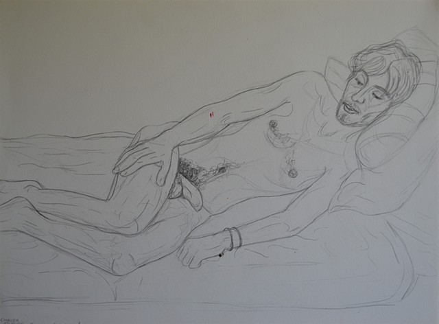 male nude, pencil, drawing, david murphy, cypher, the panic artist