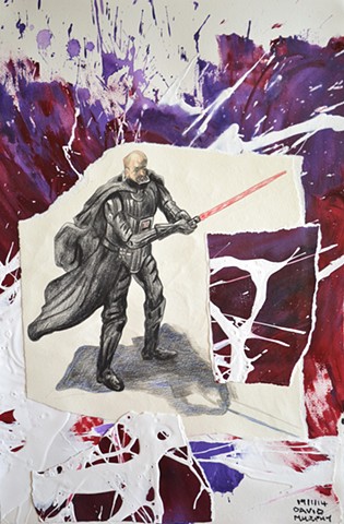 Darth Vader's Last Stand, 2014, painting, collage, drawing, david murphy