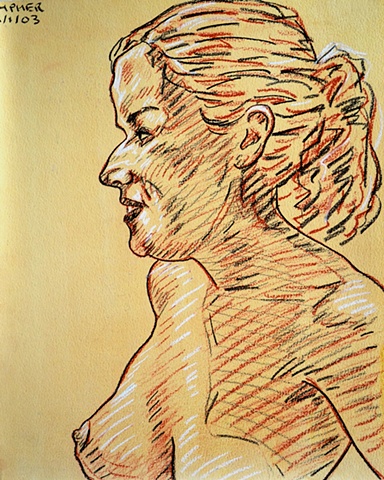Topless Girl in Profile, reasonable priced art, value art, David Murphy, Cypher, The Panic Artist