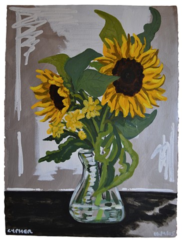 Sunflowers Against Silver Background No. 2