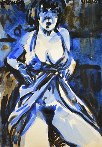 Semi-Nude Woman In Blue
