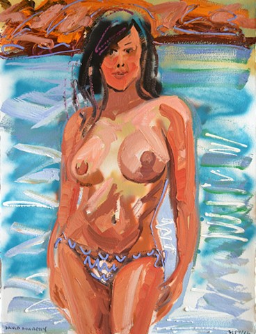 Topless Woman, david murphy, oil and spray paint