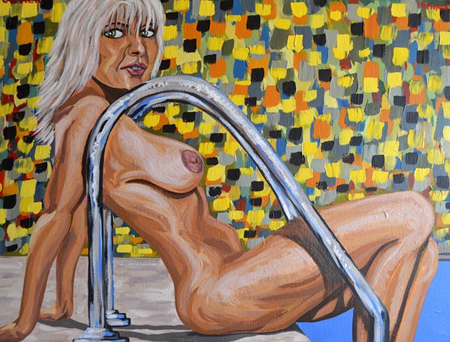 Nude By Pool, 2005,  acrylic, david murphy,