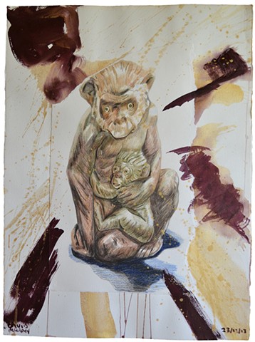 Monkeys, 2013, painting, collage, drawing, david murphy