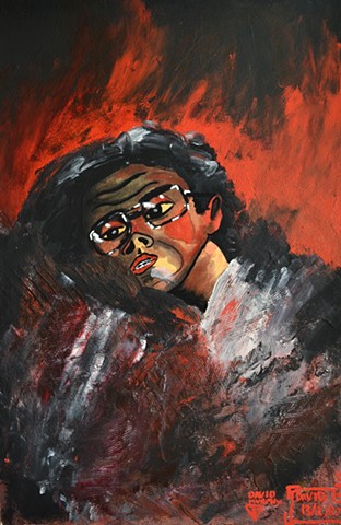 Between Heaven and Hell, 1988, self-portrait,  watercolour, david murphy,