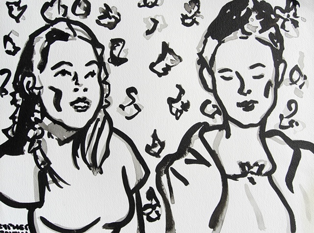 Two Women, reasonable priced art, value art, David Murphy, Cypher, The Panic Artist