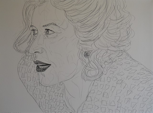 Attentive Woman, pencil, drawing, david murphy, cypher, the panic artist