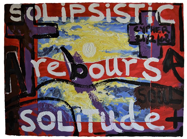 A Rebours No.2, painting, text, neo-expressionism, outsider art, acrylic, collage, david murphy
