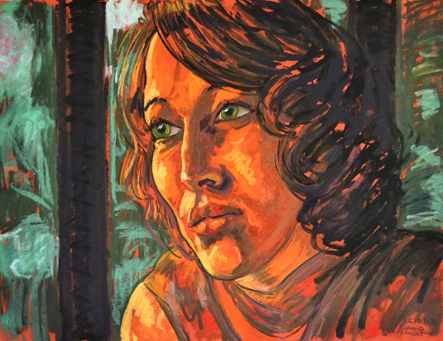 Woman in Amber Light, pastel, david murphy, irish artist, dublin, ireland, irish painter