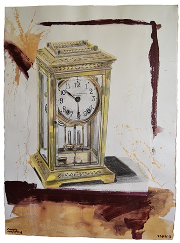 Boston Clock, 2013, painting, collage, drawing, david murphy