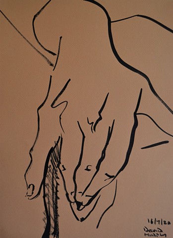 2020, Sketch of Girl Masturbating No. 2, Indian ink, david murphy, ireland, dublin