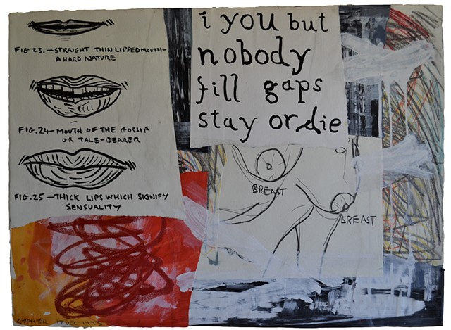 Stay or Die, collage, drawing, art brut, outsider, cypher, the panic artist, david murphy
