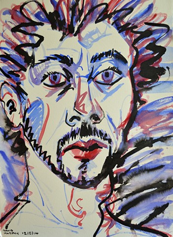 Maniac Self-Portrait No. 1, david murphy, watercolour
