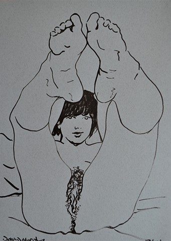 Woman with Legs in Air, female, nude, porn, drawing, brush and ink, david murphy, ireland, irish, dublin