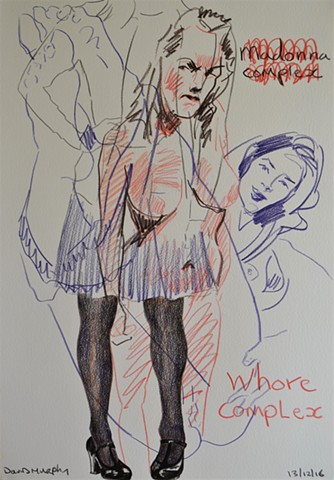 Madonna/Whore Complex, coloured pencils, drawing, David Murphy