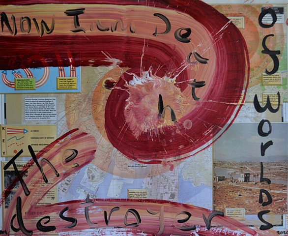 Now I am Death, war map, text, abstract, painting, david murphy,