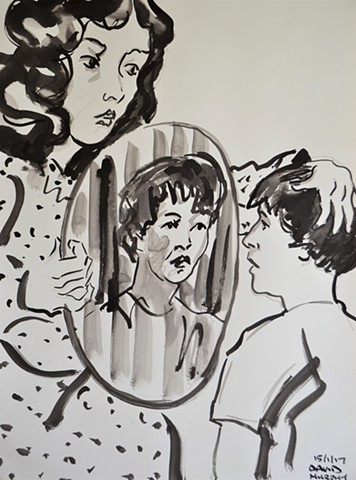 The Mirror No. 4, drawing, indian ink, David Murphy, Ireland, Irish, dublin