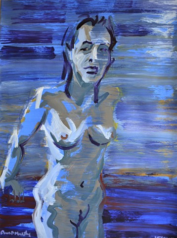 glimpse of a naked woman, painting, acrylic, female, nude, blurred, irish, ireland, david murphy