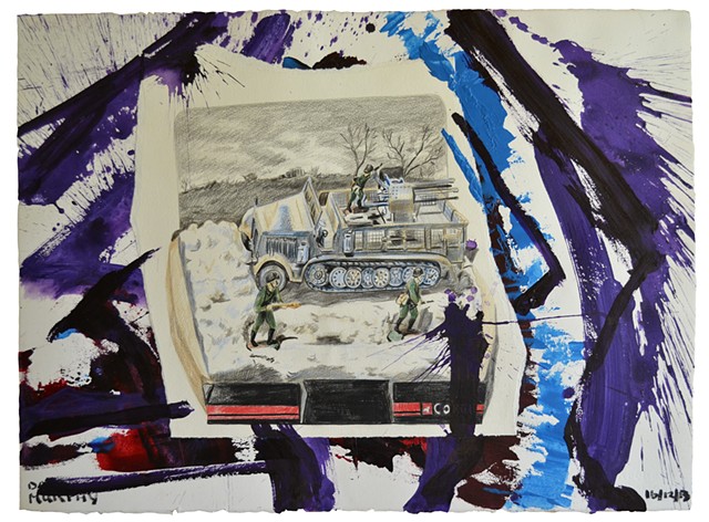 Anti-Aircraft Gun, 2013, painting, collage, drawing, david murphy