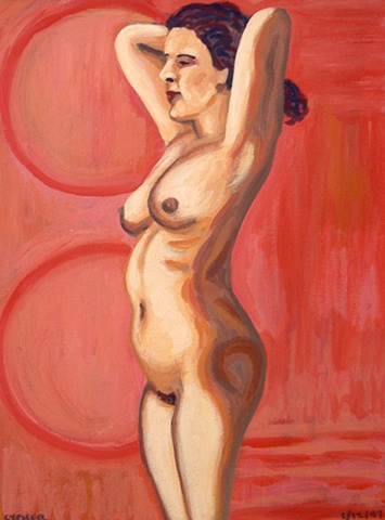 female nude, life-painting, girlfriend, acrylic, work on paper, expressive, contemporary art, fine art, curator, art collector, visual art, art lover, kunst