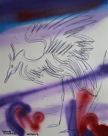 Crane, 2013, drawing, spray paint, david murphy