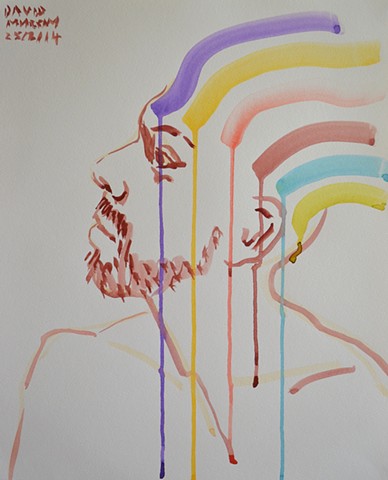 Rainbow Self-Portrait No. 1, 2014, david murphy, watercolour,