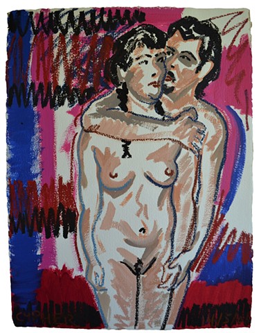 male, nude, female nude, self-portrait, girlfriend, oil-stick, acrylic, acrylic on paper, painting, male painter, contemporary painting, expressive, contemporary art, fine art, curator, art collector, visual art, art lover, kunst
