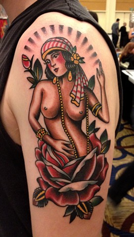 Woman Tattoo, Rose Tattoo, Woman in Rose Tattoo