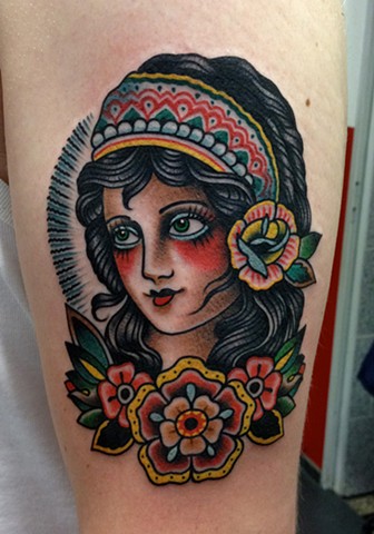 Girl Tattoo, Flower Tattoo, Girl Head Tattoo