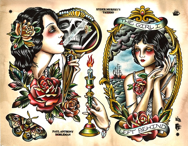 Woman Tattoo Flash, The Girl I left Behind Tattoo Flash, Spider Murphy's Tattoo Flash