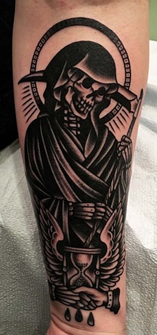 Reaper Tattoo, Tarot card Tattoo, Black and Grey Tattoo