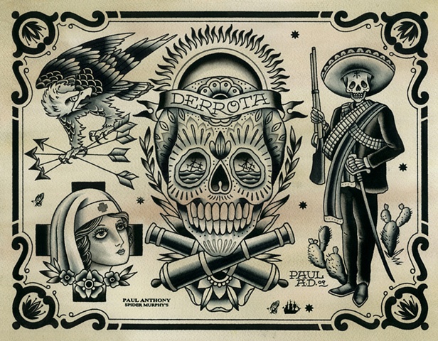 Day of the Dead Tattoo Flash, Zapatista Tattoo Flash