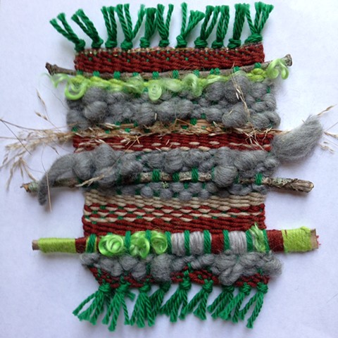Kid’s weaving, sample woven, tapestry, frame loom weaving