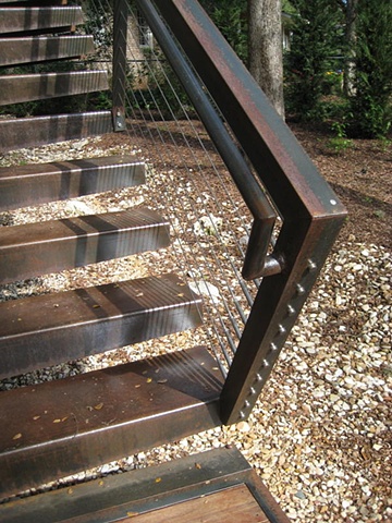 Exterior Steel Stair with Cable Rail