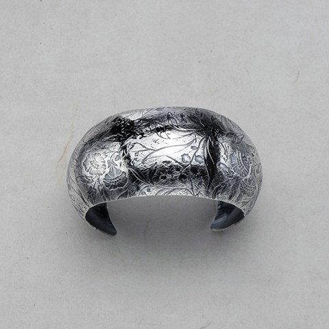 embossed silver cuff bracelet #858B
